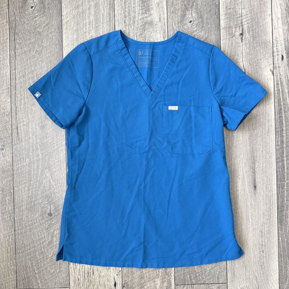 FIGS Technical Catarina Scrub Top One Pocket Ocean Blue Women's Small PO# 1652